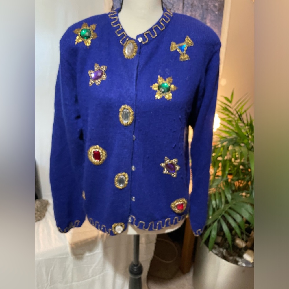 Woman’s festive sweater.